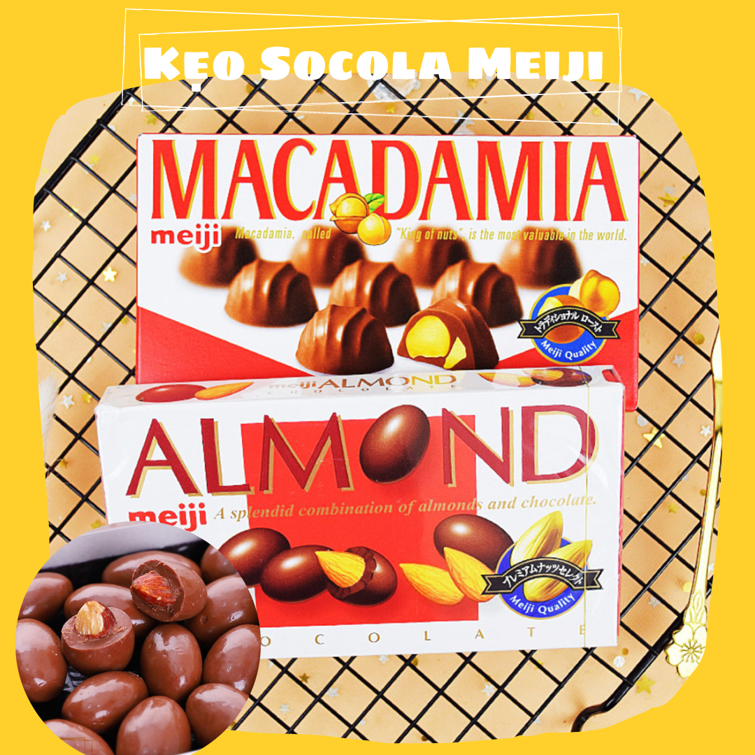 Kẹo Socola Meiji Nhật Bản Macadamia Chocolate - Almond Chocolate 64g - Shop Mẹ Bắp