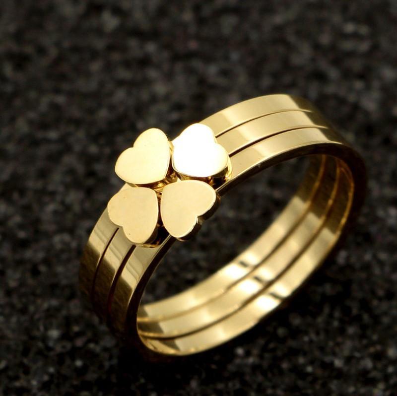 Bộ 3 Nhẫn Cỏ 4 Lá Ti Tan Không Đen TT 0928