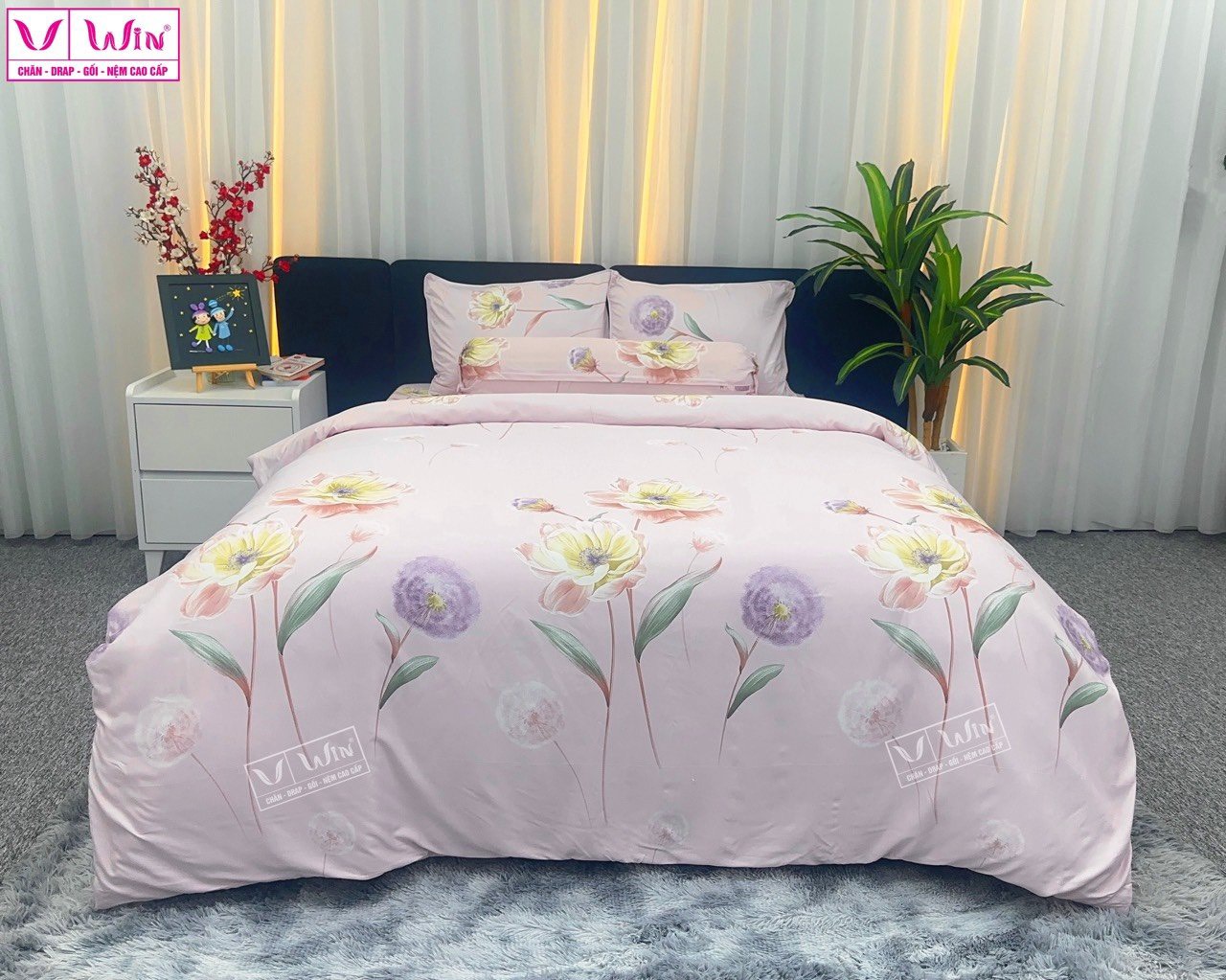 Bộ Drap tencel sang trọng, mềm mịn, mát lạnh,ga giường mẫu TC19