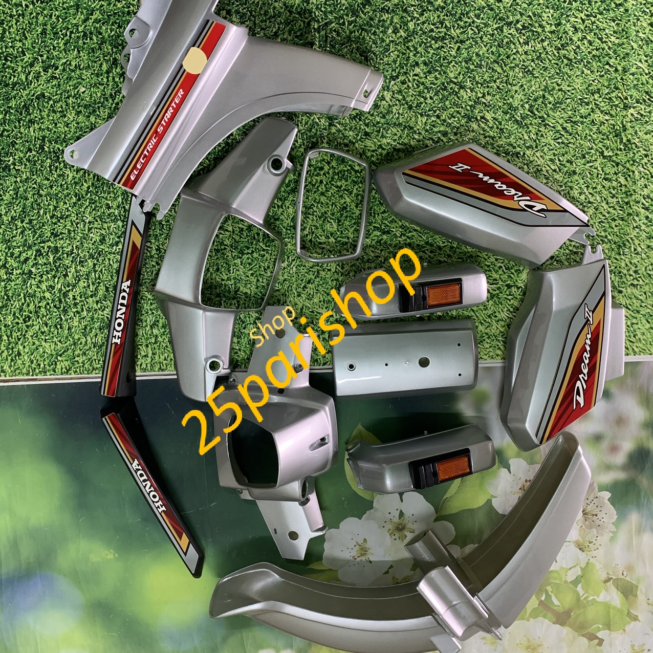 Bộ Dàn ÁO xe Dream ll- Việt- Thái-  màu BẠC -  nhựa  trắng  cao cấp