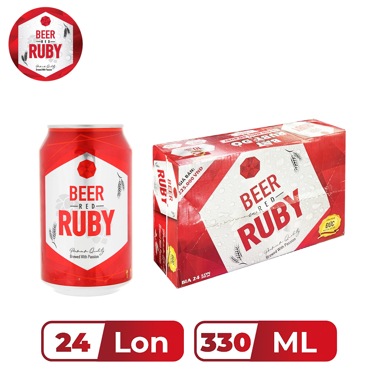 Thùng 24 lon bia red ruby .
