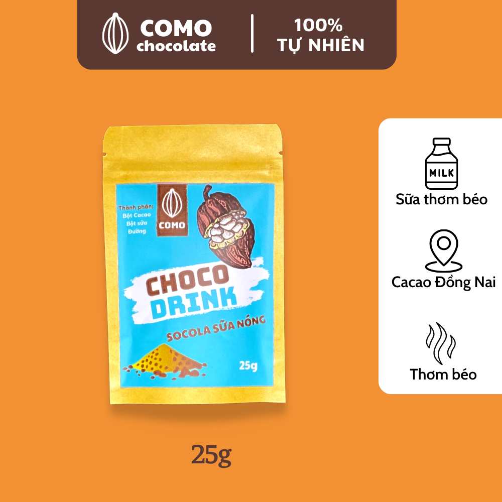 Bột socola sữa 3 trong 1 thơm béo đậm đà 25g Como Chocolate