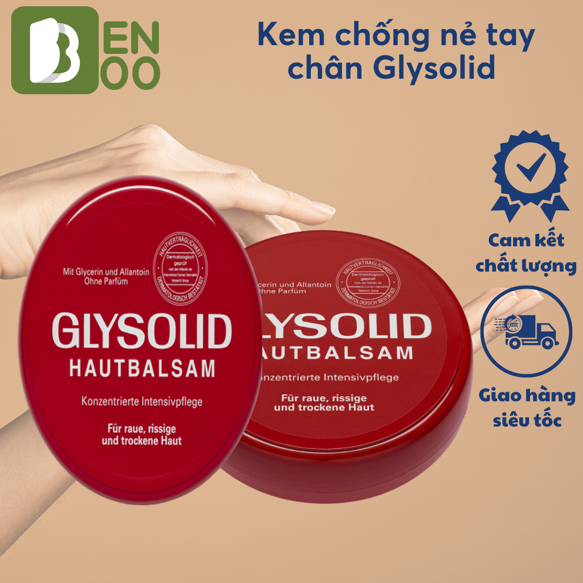 Kem chống nẻ Glysolid Hautbolsam 100ml trị nứt nẻ da, nứt gót chân, dưỡng ẩm cho da Hàng nhập khẩu Đức