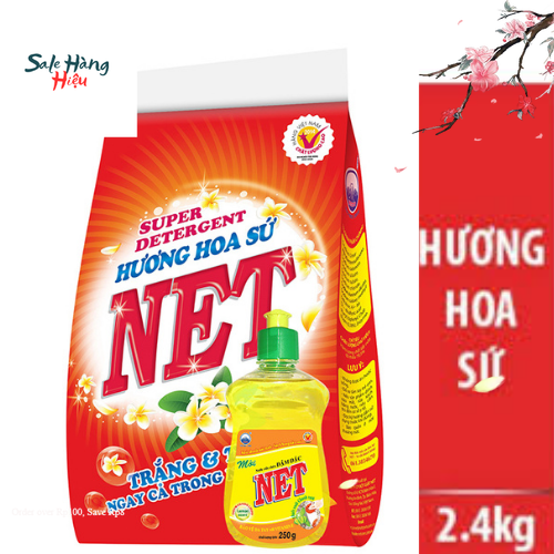 Tặng KM  Bột giặt NET 2,4kg Hương Hoa Sứ + NRC NET Chanh 250gr Đậm đặc