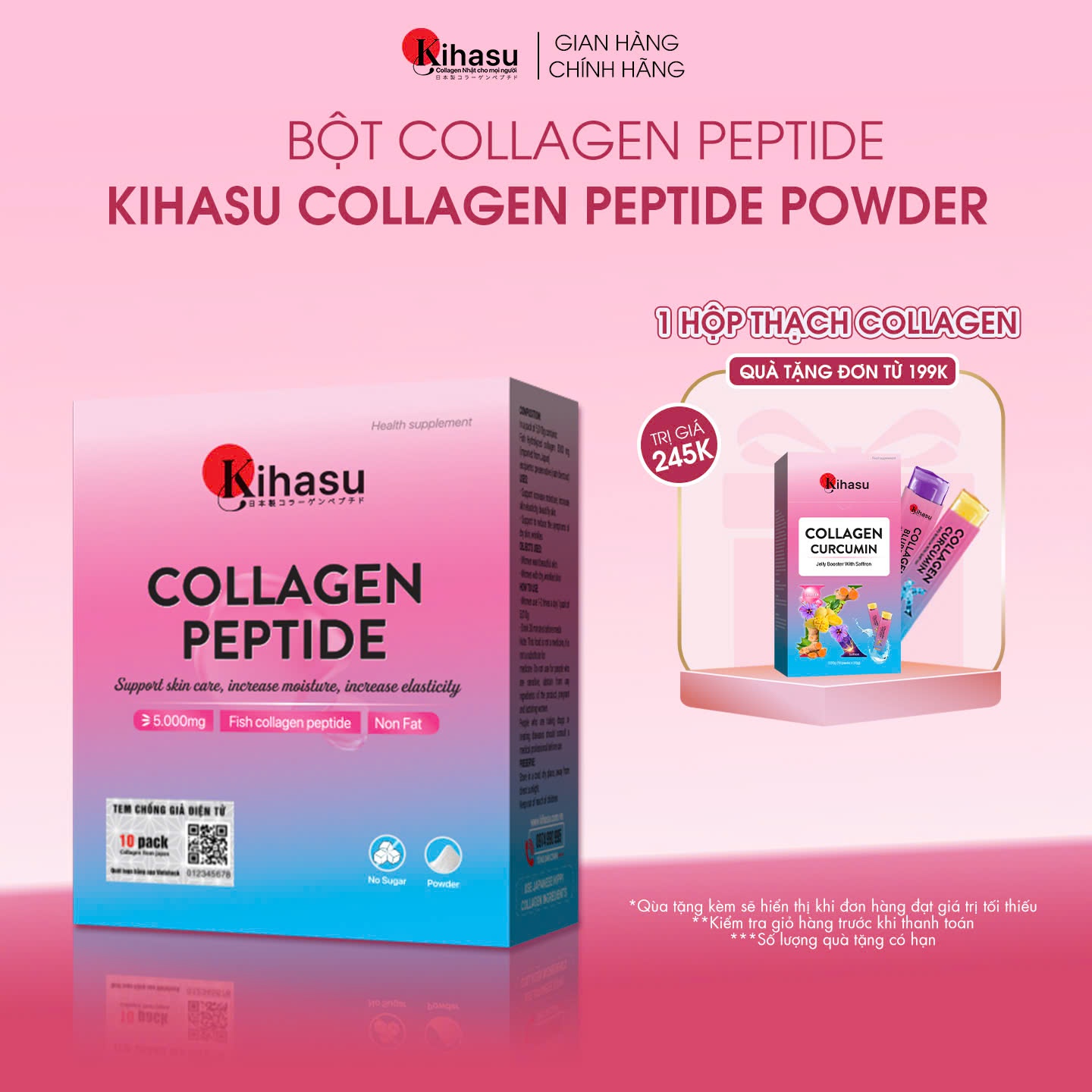 Bột Collagen KIHASU 100% Collagen Tinh Khiết Làm Đều Màu Da, Giúp Da Trắng Sáng Min Màng, Trẻ Hóa Sau 8 Tuần