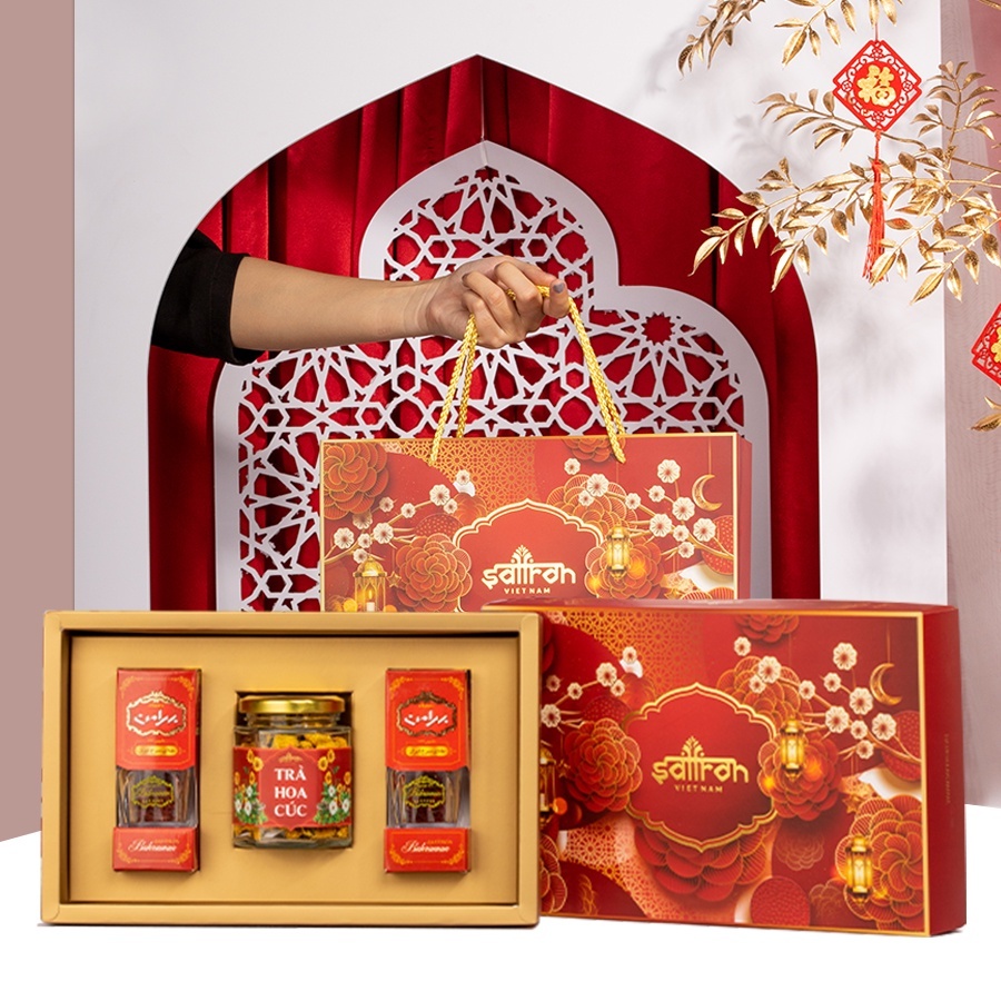 Set quà tặng Nhụy hoa nghệ tây SAFFRON BAHRAMAN nhập khẩu chính hãng hỗ trợ ngủ ngon, cải thiện sức khỏe