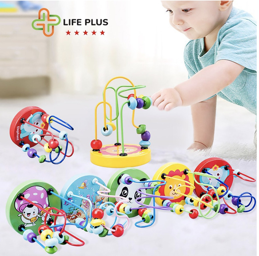 Đồ chơi luồn hạt gỗ Montessori cho bé, đồ chơi thông minh