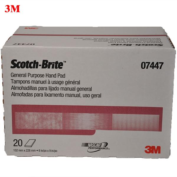 Hộp 20 miếng nhám Scotch Brite 3M 7447 chà tay chuyên xử lý gỉ sắt, làm bóng bề mặt kim loại