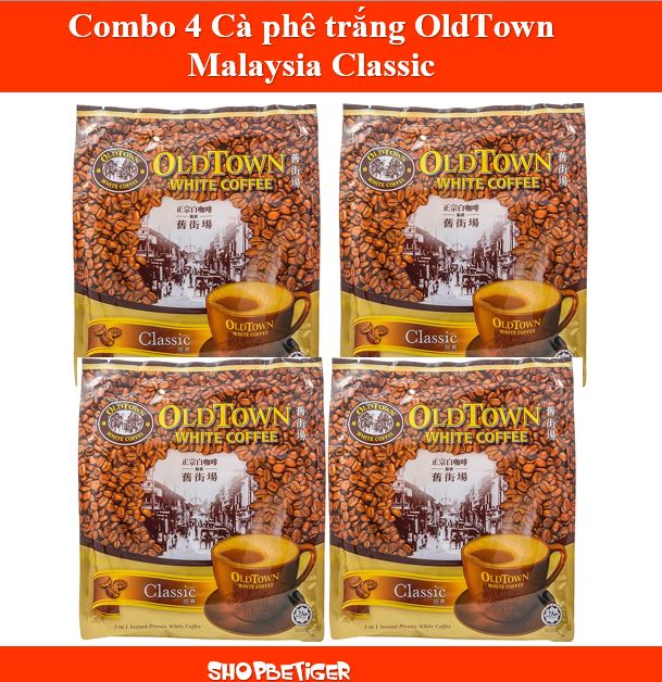 [HCM]Date 2024 Combo 4 bịch Cà phê trắng OldTown Malaysia Classic hương truyền thống
