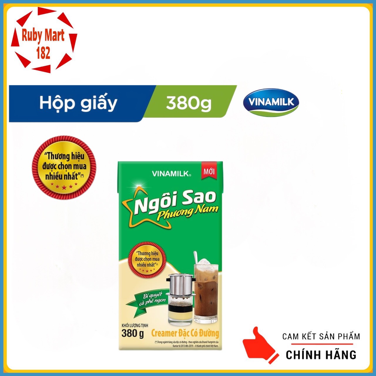 Sữa đặc có đường Ngôi sao Phương Nam Xanh lá hộp giấy 380g