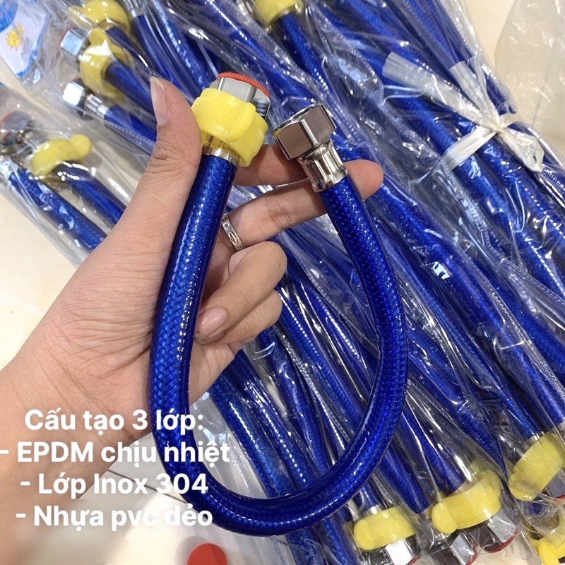 Dây cấp nước 3 lớp dài 40cm,60cm cho bình nóng lạnh,chậu rửa mặt