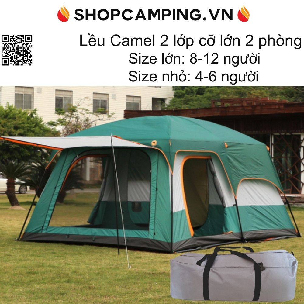 Lều cắm trại phòng ngủ cỡ lớn cho 8-12 người lều dã ngoại lớp