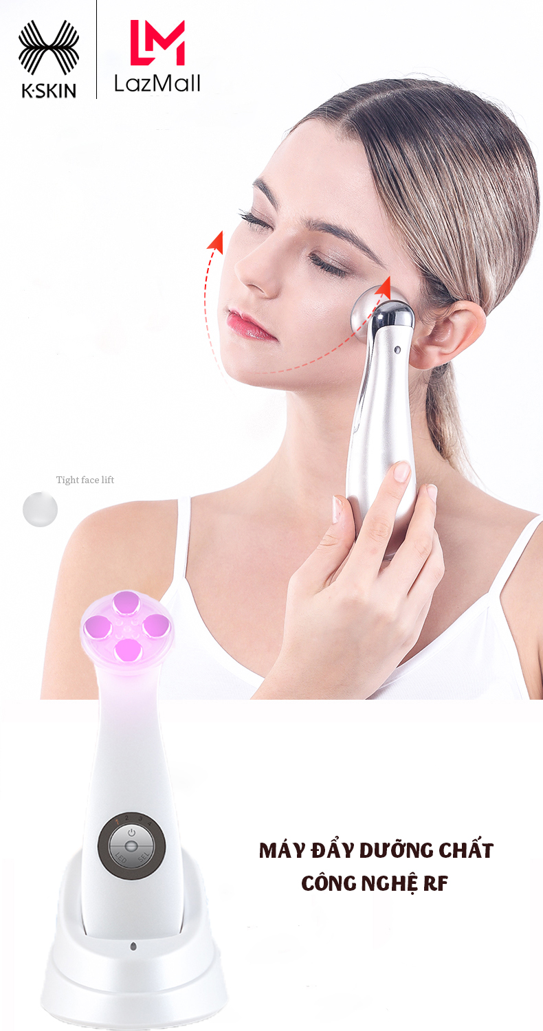 Máy điện di K-SKIN - Đẩy tinh chất EMS, giúp da hấp thụ dưỡng chất nhanh hơn, tần số vô tuyến RF kích thích và tái tạo Collagen - (Bảo hành 12 tháng & Đổi trả trong 7 ngày nếu lỗi sản phẩm) - Máy đẩy dương chất công nghệ RF KD9900