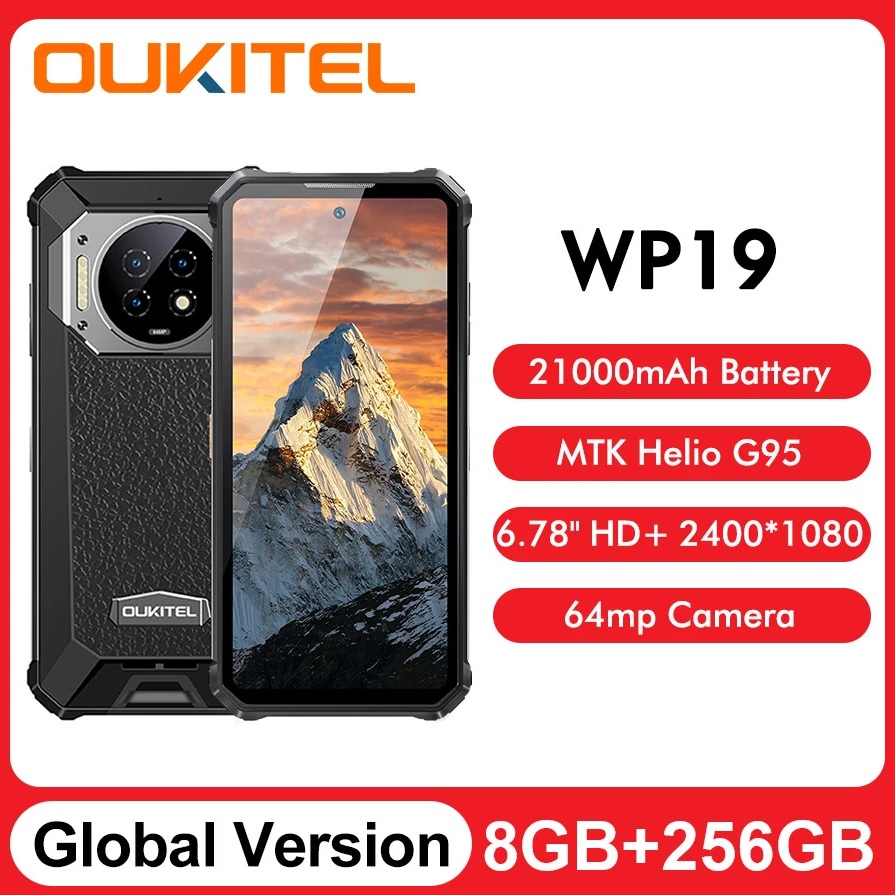 Điện thoại oukitel wp19 pin 21000mah, vua pin siêu bền, ram 8g, rom 256g, chính hãng