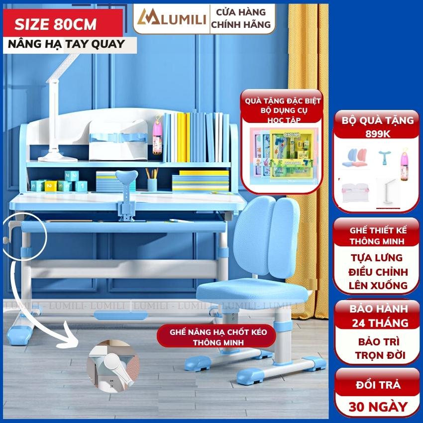 Bàn học có giá sách R9 Premium chống gù chống cận, bàn học kèm kệ sách cho bé, phù hợp cho học sinh