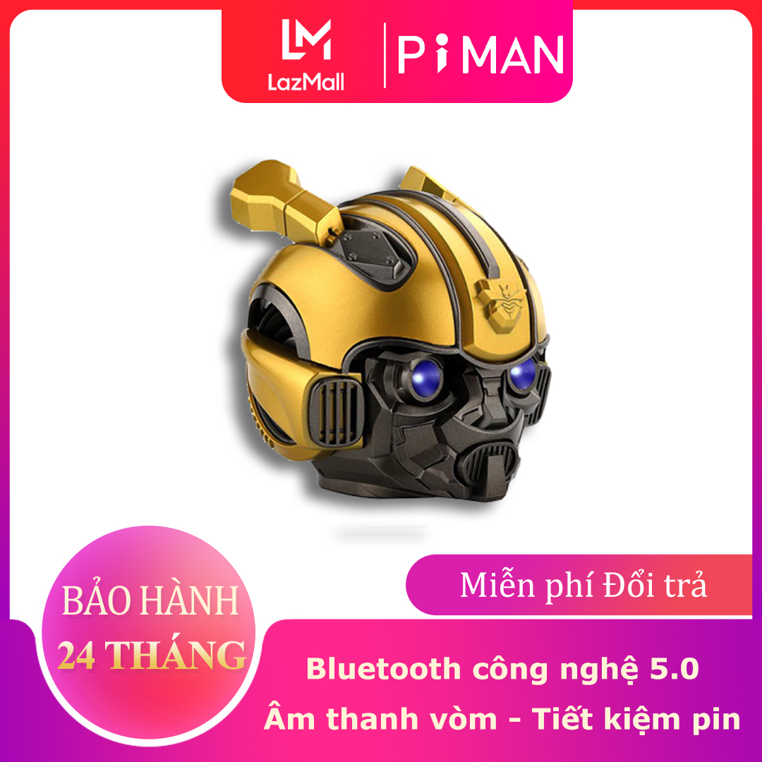 Loa Bluetooth Bumblebee Transformer - Bass mạnh; Âm thanh vòm cực chất với loa Bluetooth Bumblebee; Loa Bluetooth hỗ trợ đọc thẻ nhớ; Loa Bluetooth hình đầu Bumble siêu hay Piman P113