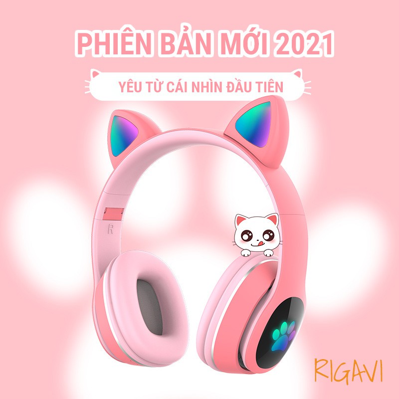 [HCM][Hot Trend 2021] Tai Nghe Chụp Tai Giá Rẻ Tai Nghe Mèo Vzv 23m  Cao Cấp Có Đèn Led Siêu cute Kết Nối Bluetooth 5.0 Tai Headphone Có Micro Âm Bass Mạnh Mẽ Âm Thanh Sống Động Chống Ồn Cực Tốt Hỗ Trợ Điều Chỉnh Âm Lượng Có Cổng Aux Pin Siêu Khủng.