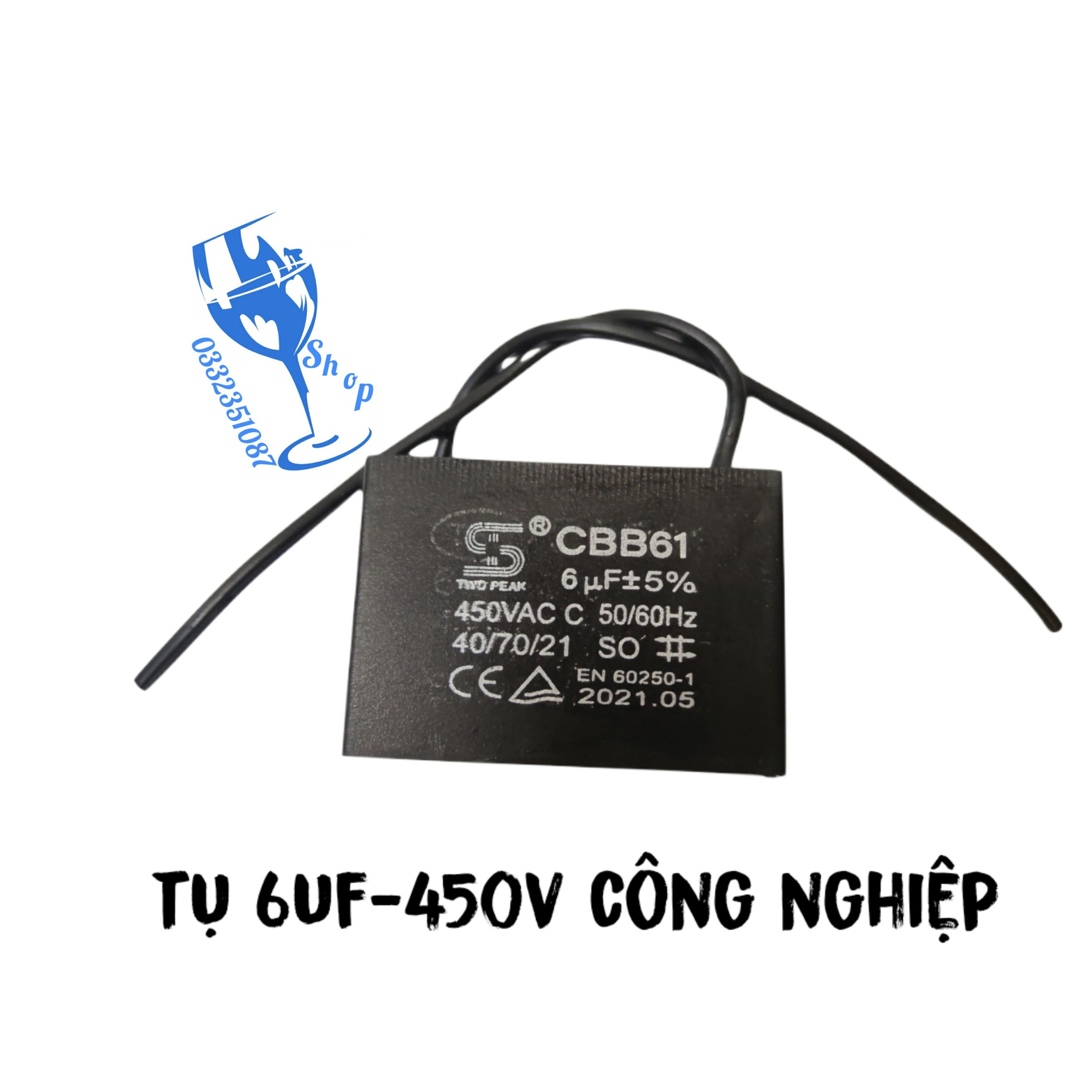 10 chiếc tụ quạt công nghiệp 6uf 450v cao cấp, tụ quạt công nghiệp bảo hành 3 tháng shopgiadungluongyen