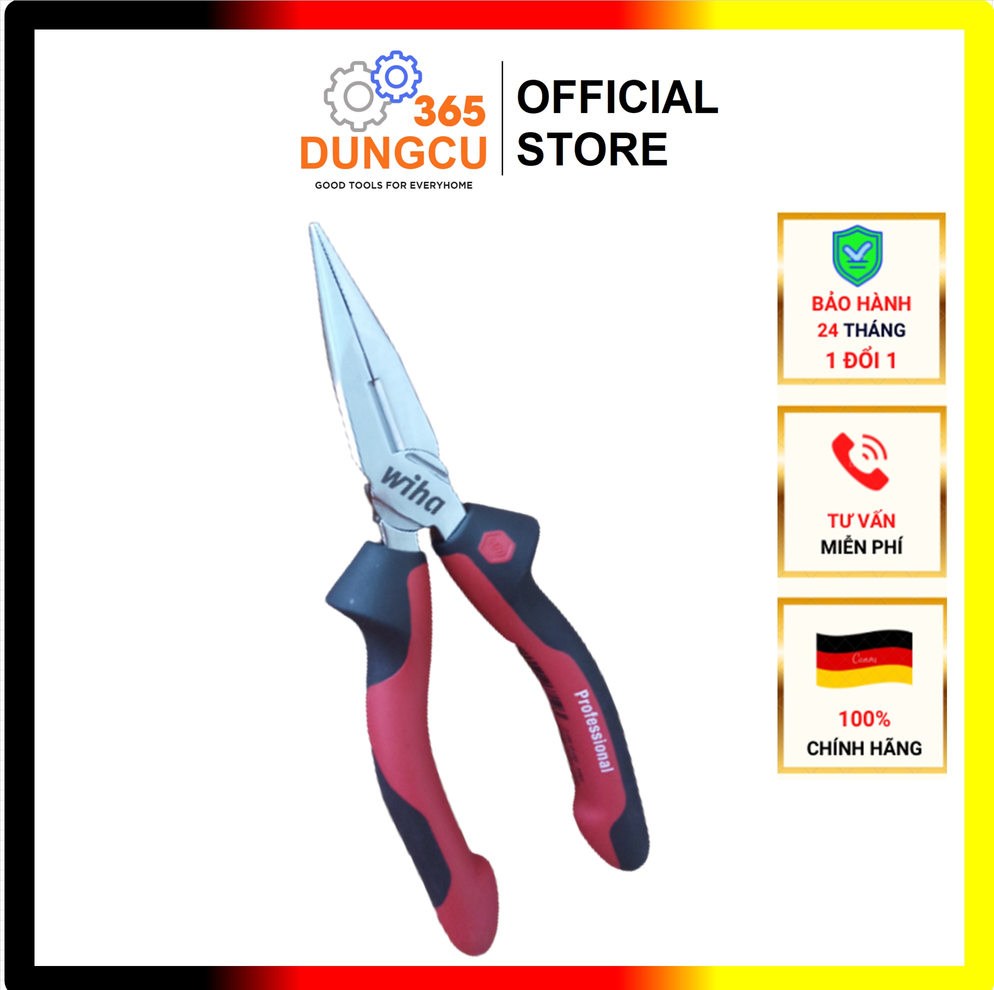 Kìm nhọn kìm mỏ nhọn Wiha 26719 Germany 160mm - Hàng chính hãng