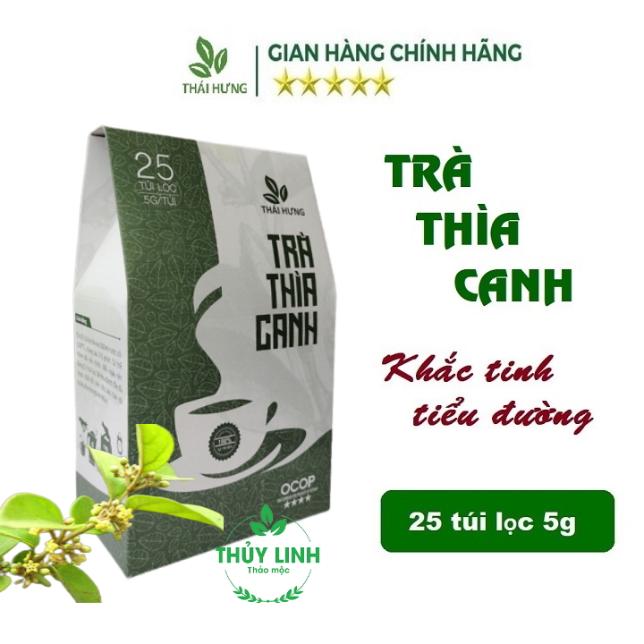 Combo 8-10 hộp Trà Thìa canh Thái Hưng (25 túi lọc x 5g) Hạ và ổn định đường huyết, phòng ngừa biến chứng tiểu đường, hạ mỡ máu