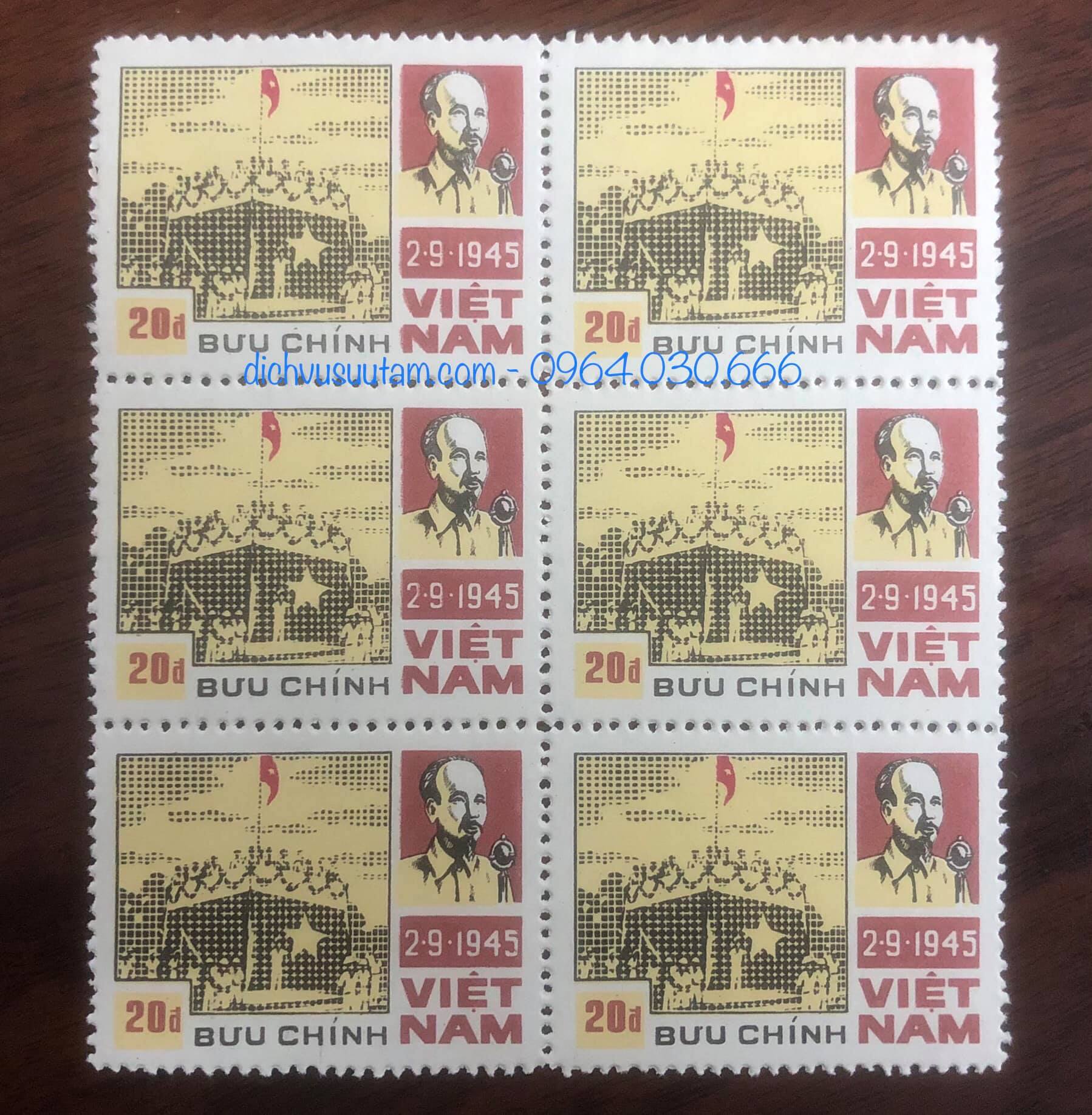 Tem SỐNG nguyên khối 6 con kỷ niệm ngày Quốc Khánh 2/9