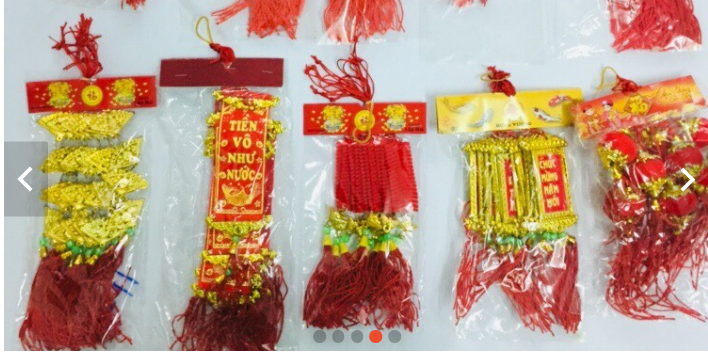 sỉ dây liễng trang trí tết vàng đại chữ việt in trên vải nhung B7