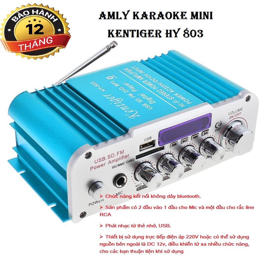 Ampli Karaoke Mini, Amply 12V - Amly Mini Karaoke Kentiger HY 803 Công Suất Lớn, Âm Thanh Hay, Âm Bass Chuẩn, Kết Nối Bluetooth Ổn Định, Nhiều Màu Sắc Đa Dạng - Bảo Hành 1 Đổi 1