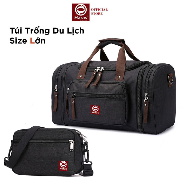 Combo Túi xách du lịch, túi trống hành lí cỡ lớn và túi đeo chéo thời trang HARAS HR272HR276