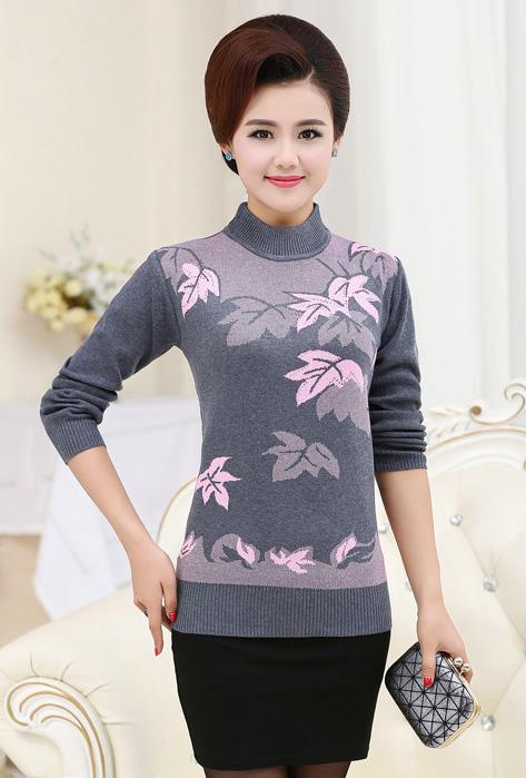 Áo len hai lớp cho mẹ, áo len nữ trung niên lót lông, áo len cho nữ trung tuổi AR10