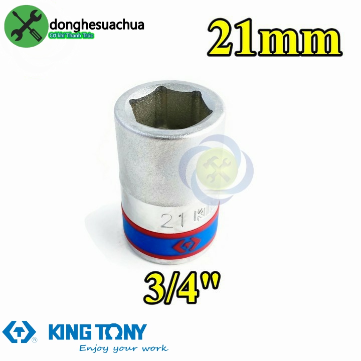 Tuýp 21mm loại 3/4 kingtony 633521m loại ngắn 6 cạnh màu trắng