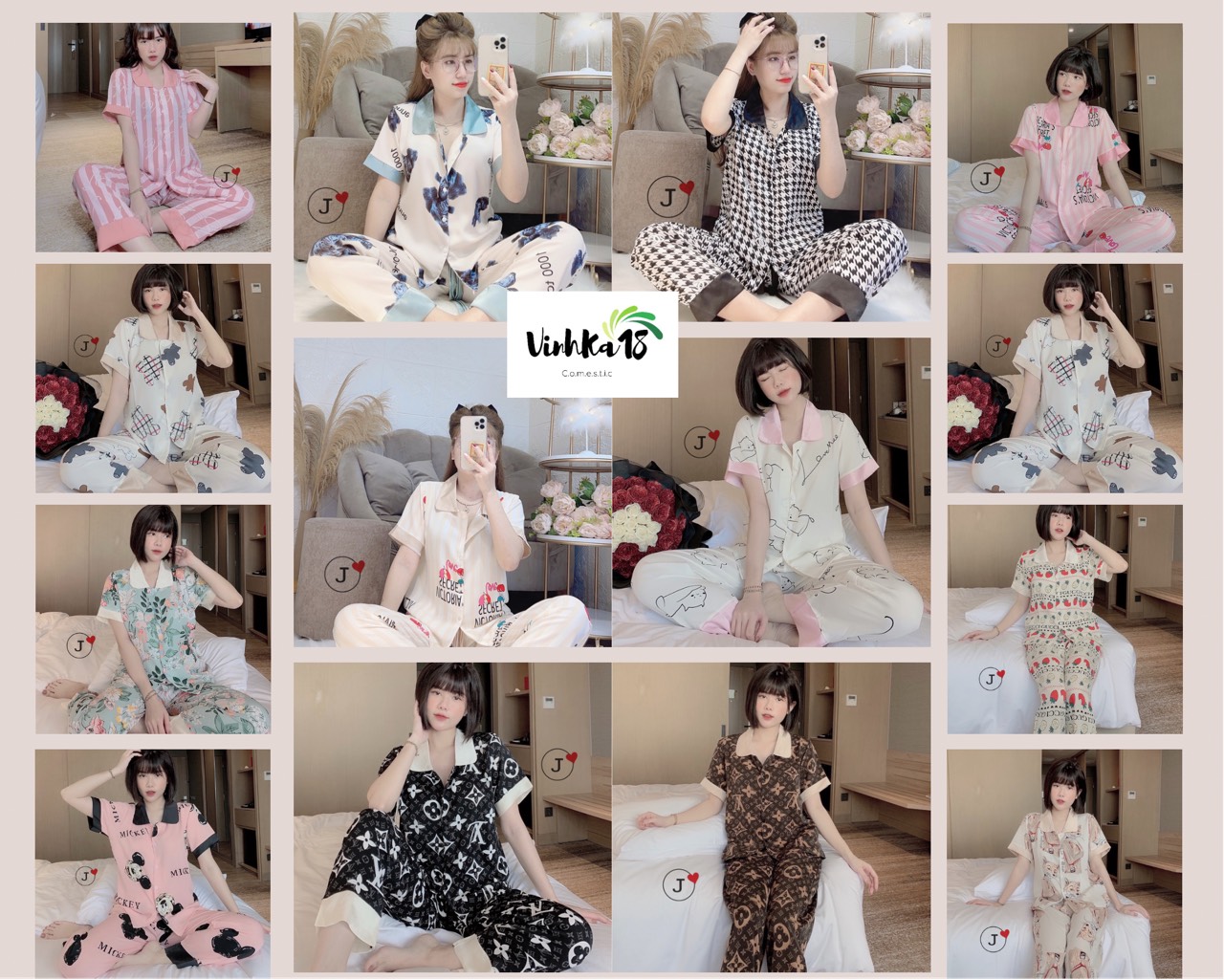 Pyjama mặc nhà vải mango đẹp ngắn tay quần dài nữ