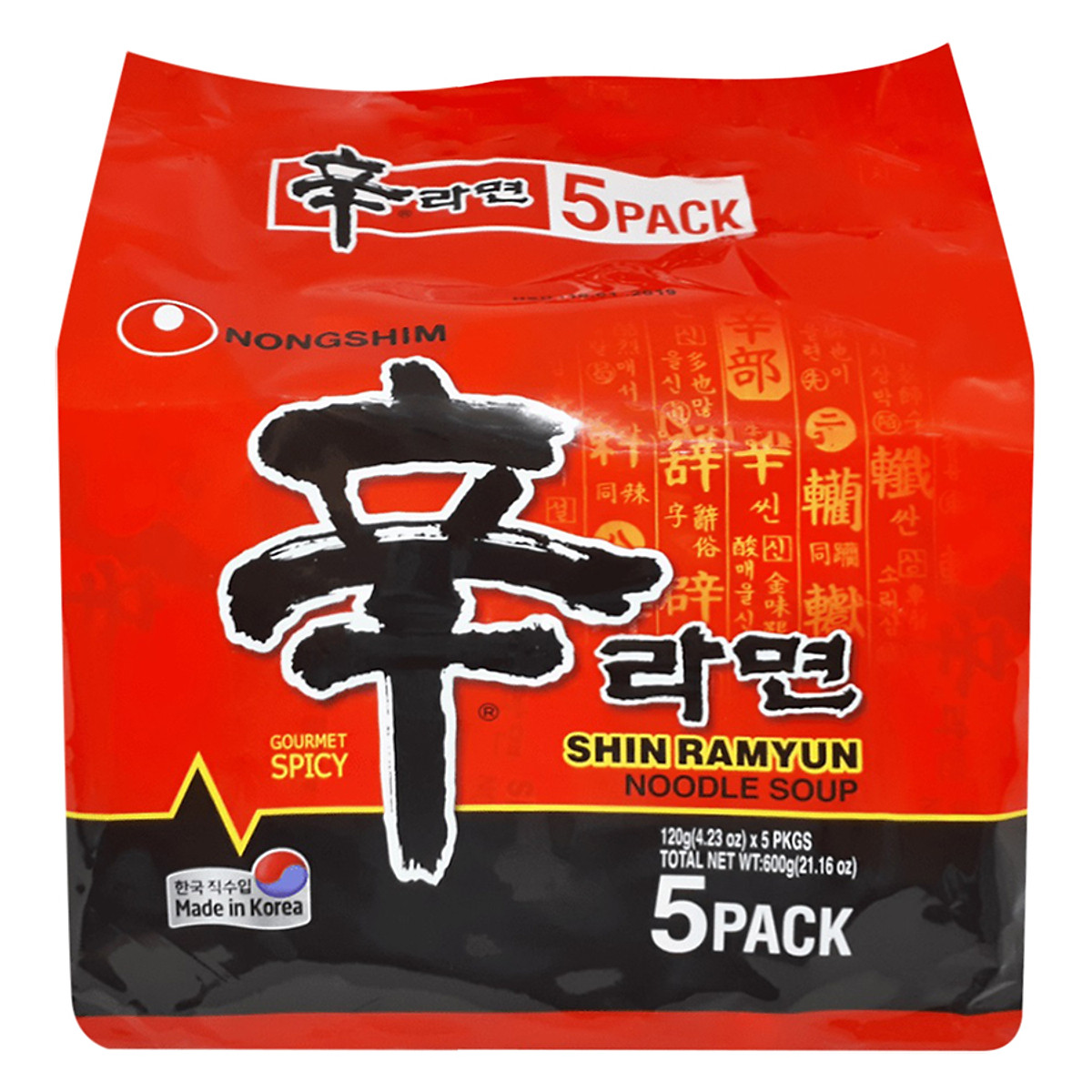 Lốc 5 gói mì cay hàn quốc shin ramyun nongshim