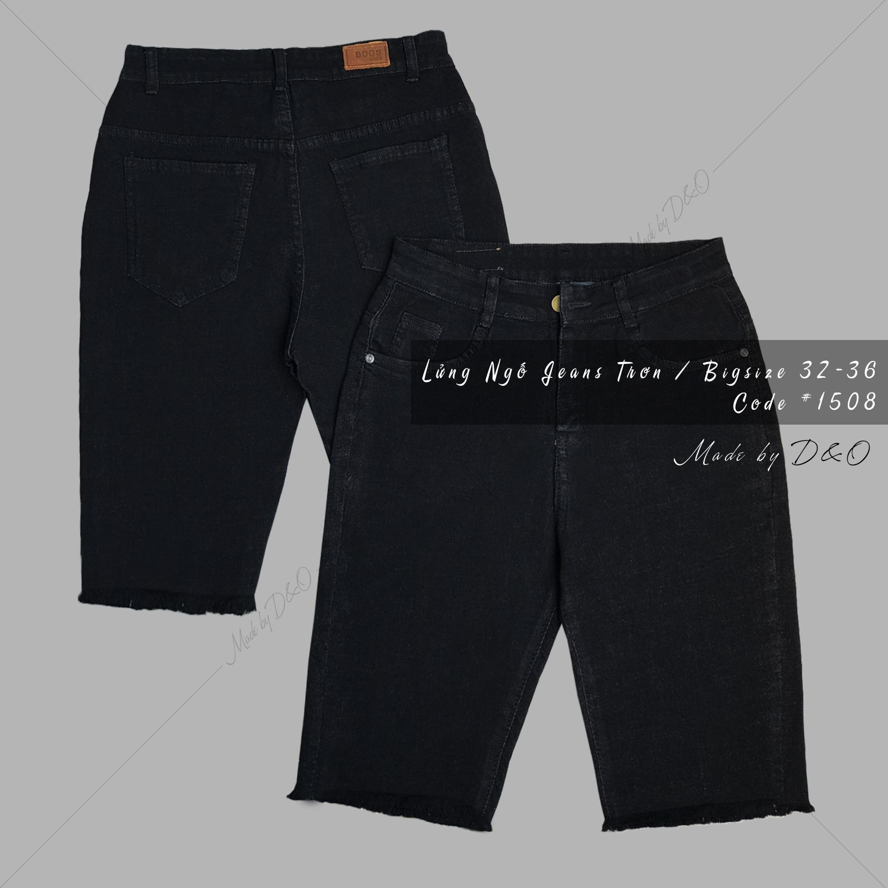 [HCM]Quần jean lửng ngố bigsize lưng cao co dãn phù hợp từ 60-85kg - quần bò lửng ngố size đại lưng cao co dãn màu đen