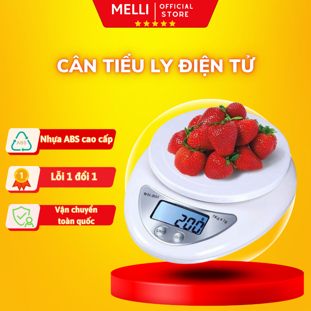 Cân tiểu ly điện tử mini nhà bếp melli mini electronic kitchen scale, cân thực phẩm loại 5kg tiện lợi