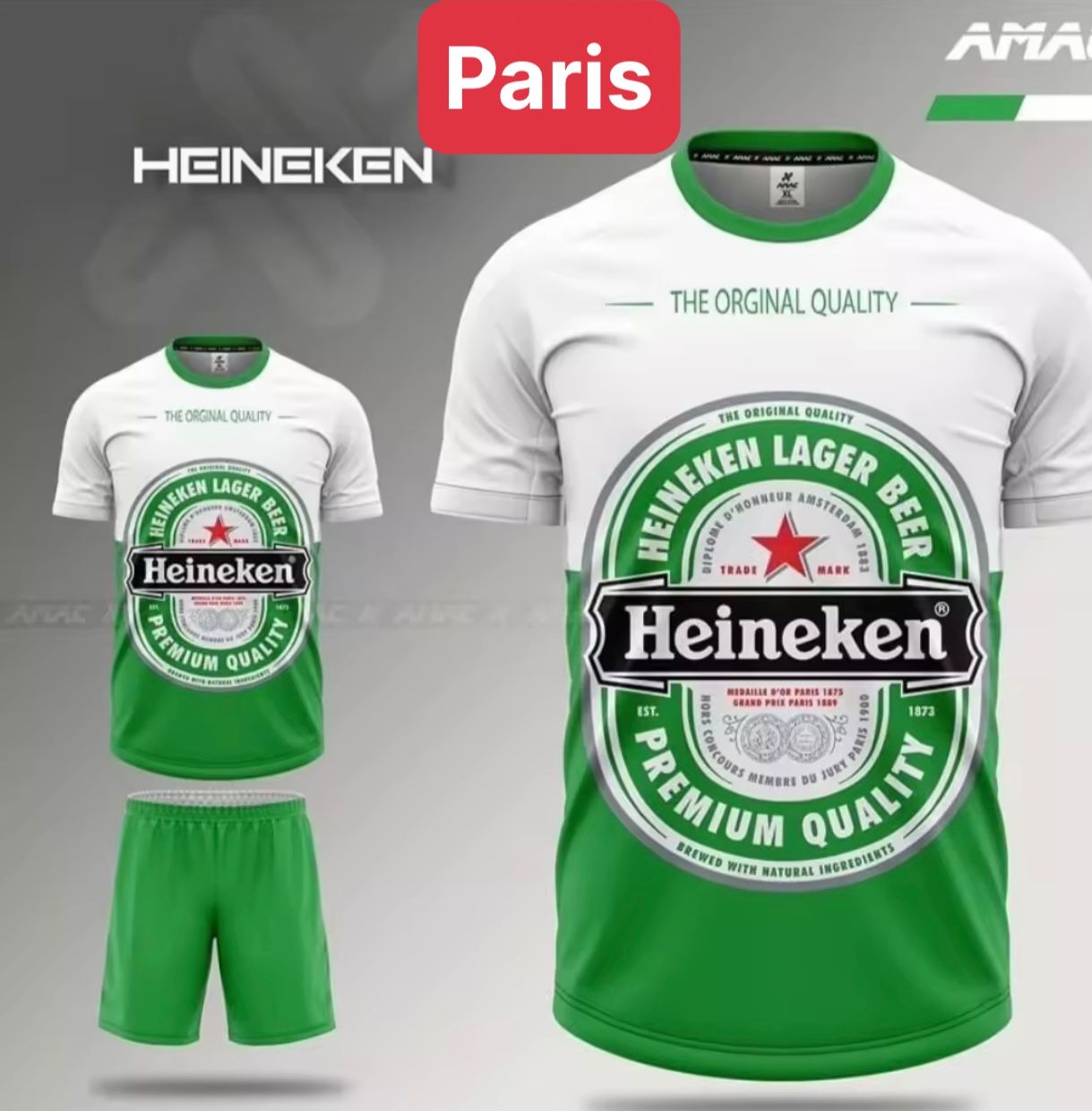 Đồ bộ in nhiệt quần áo bóng đá bia mùa hè nam unisex phong cách sang chảnh mới - Paris Fashion