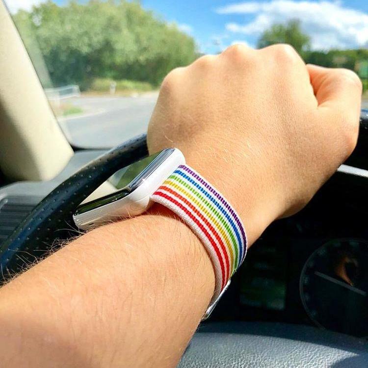Dây Nylon Woven đồng hồ Apple Watch Rainbow Strike