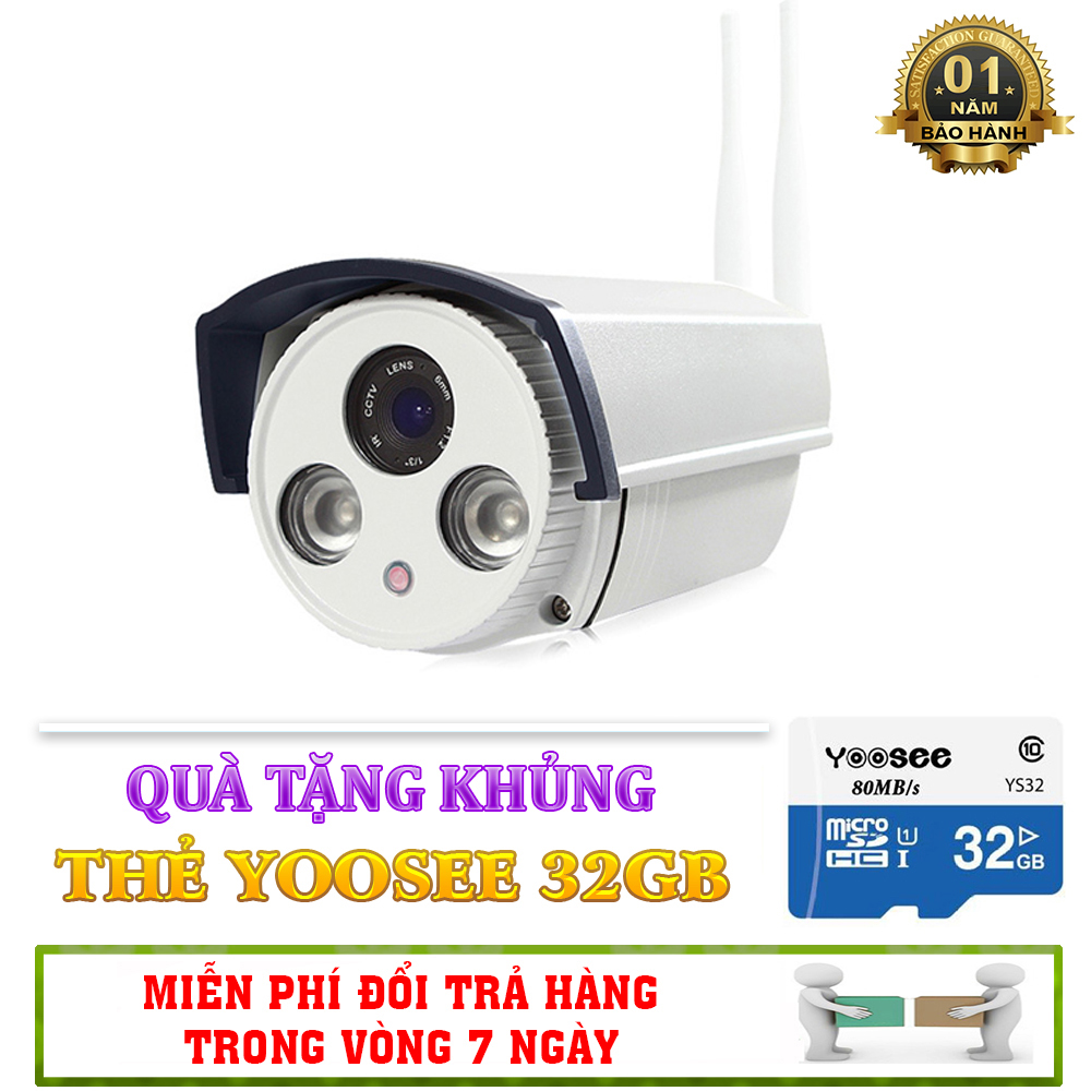 Camera yoosee ngoài trời ipw002 chống nước 2 râu - 2 mắt hồng ngoại cực đại
