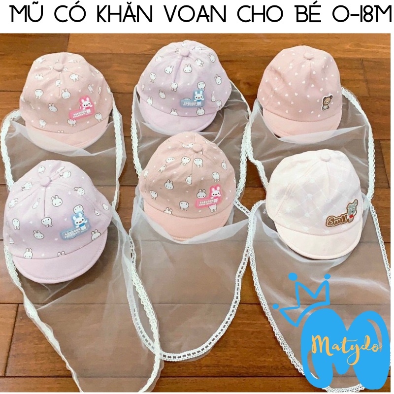 Mũ cho bé sơ sinh đẹp có khăn voan che mặt mũ nón chống dịch chống bụi cho bé đi tiêm phòng an toàn SS02