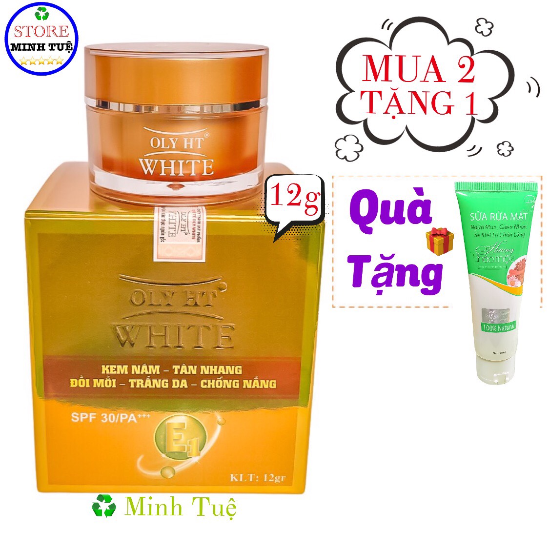 Kem nám oly ht white, tàn nhang, đồi mồi, trắng da, chống nắng - kem nám oly ht white - mua 2 tặng 1.