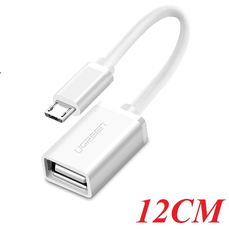 Ugreen 10822 12cm màu trắng cáp chuyển đổi micro usb sang usb âm hỗ trợ otg us133