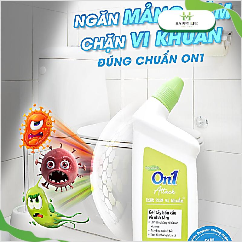  Gel Tẩy Bồn Cầu On1 900g – Diệt 99.9% Vi Khuẩn Khử Mùi Sạch Bóng Hương Thông Mát An Toàn Da Tay 