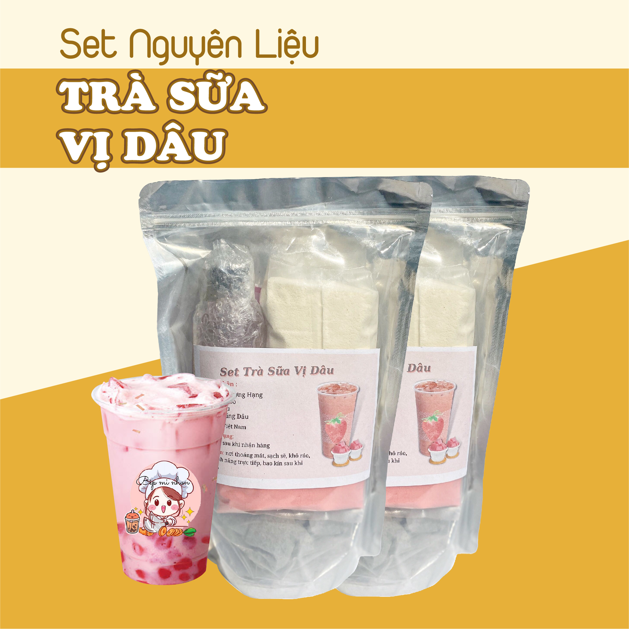 Trà Sữa Tự Pha Set Nguyên Liệu Tự Chọn Dâu, Thái Xanh, Đường Đen, Sương Sáo, Socola, Hoàng Kim, Matcha, Ngọc Trai NGUYÊN LIỆU BẾP NGON NỌNG