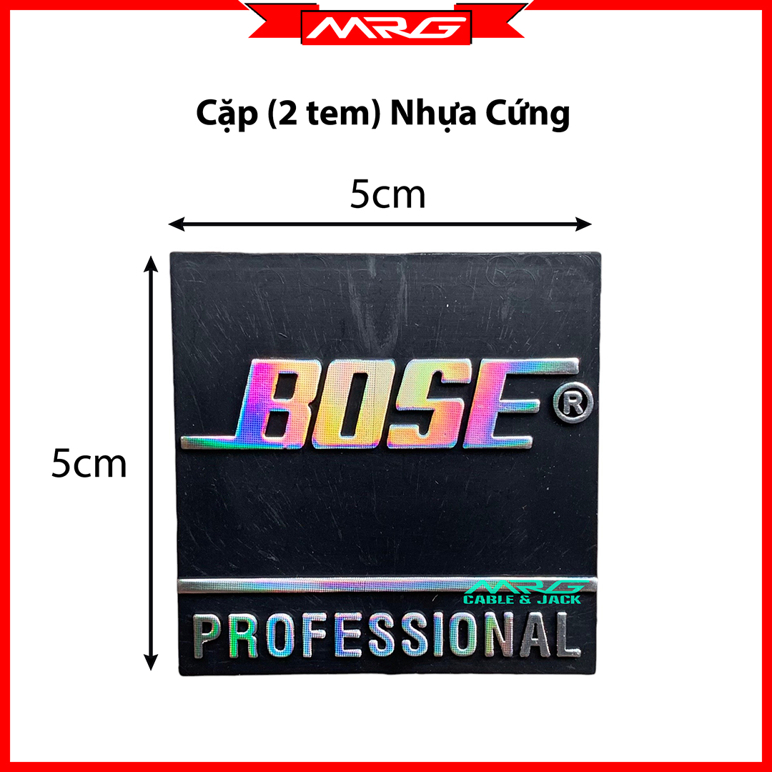 Tem Bose nhựa cứng, vuông 5cm, giá 2 tem | tem dán thùng loa bose, chữ bose dán loa, logo loa bose.