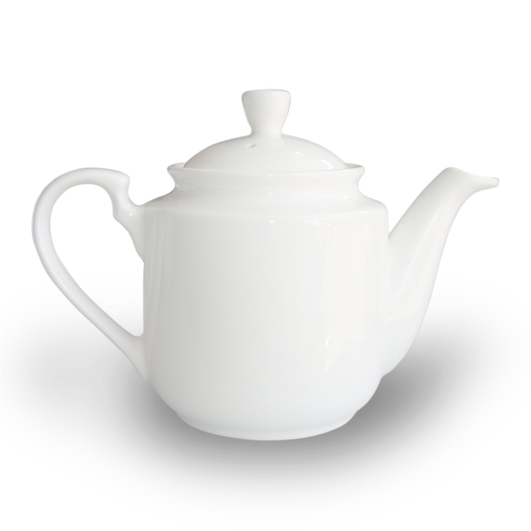 Ấm pha trà sứ trắng Bát Tràng dáng trụ 500ml