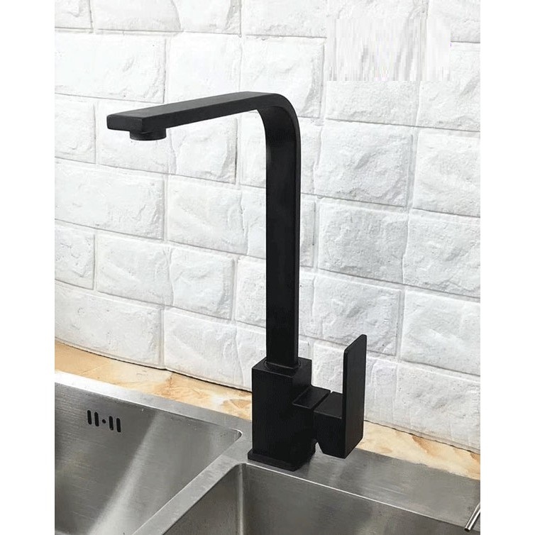 Vòi rửa bát nóng lạnh vuông Inox 304- sơn tĩnh điện nano đen