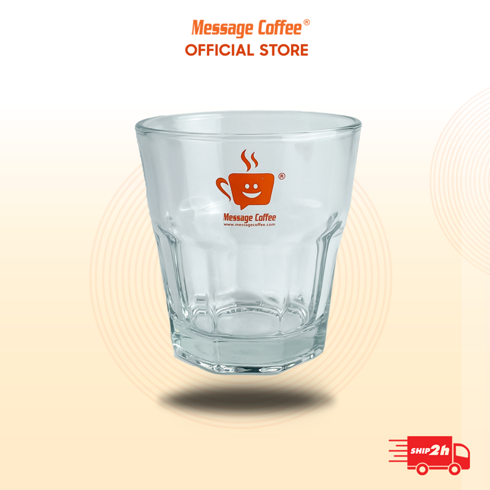 Ly thủy tinh logo Message Coffee