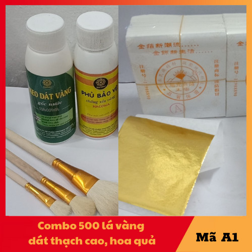 Combo dát vàng gốc nước gồm 500 lá vàng A1 kèm đầy đủ phụ kiện