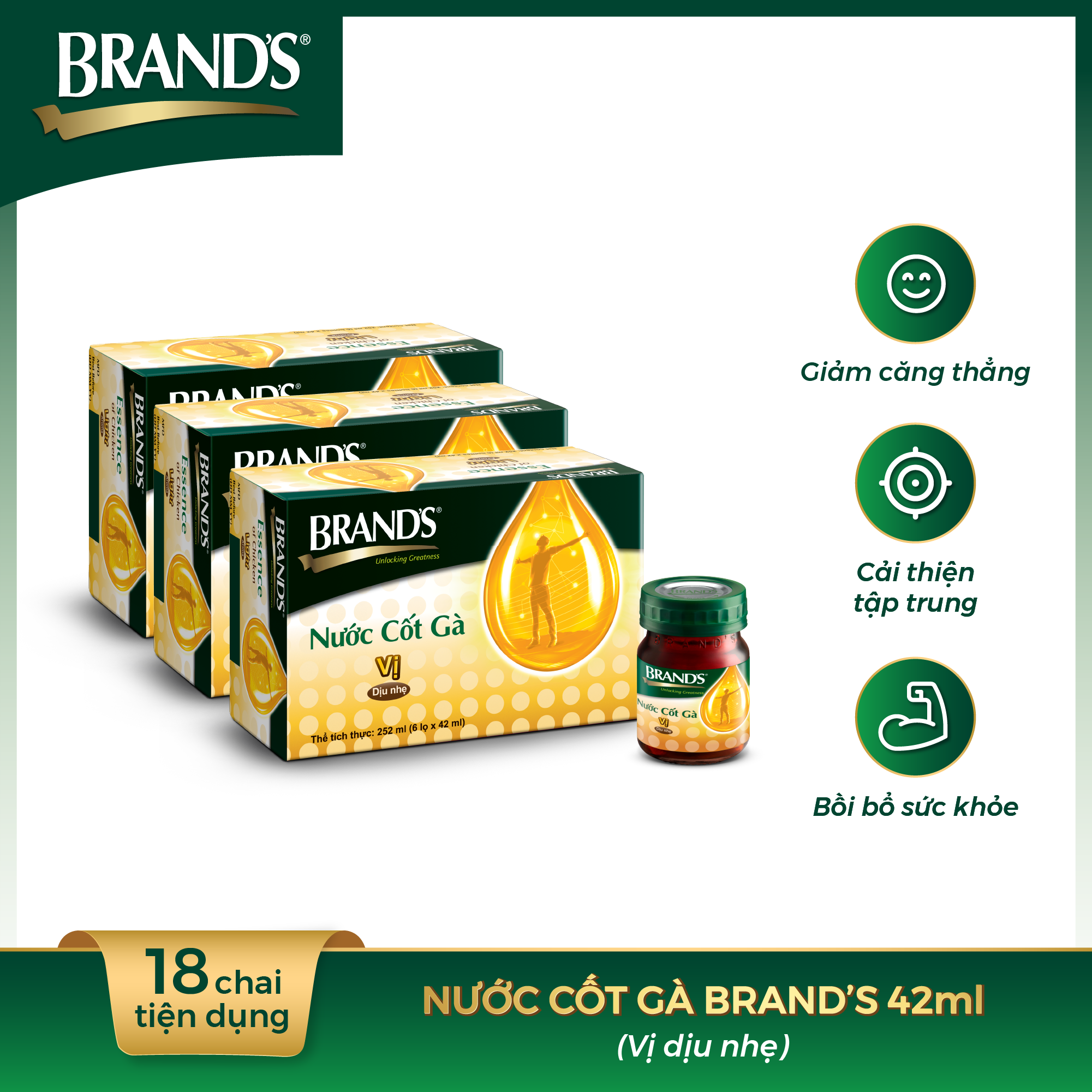 Combo 3 hộp 6 chai nước cốt gà brand's vị dịu nhẹ