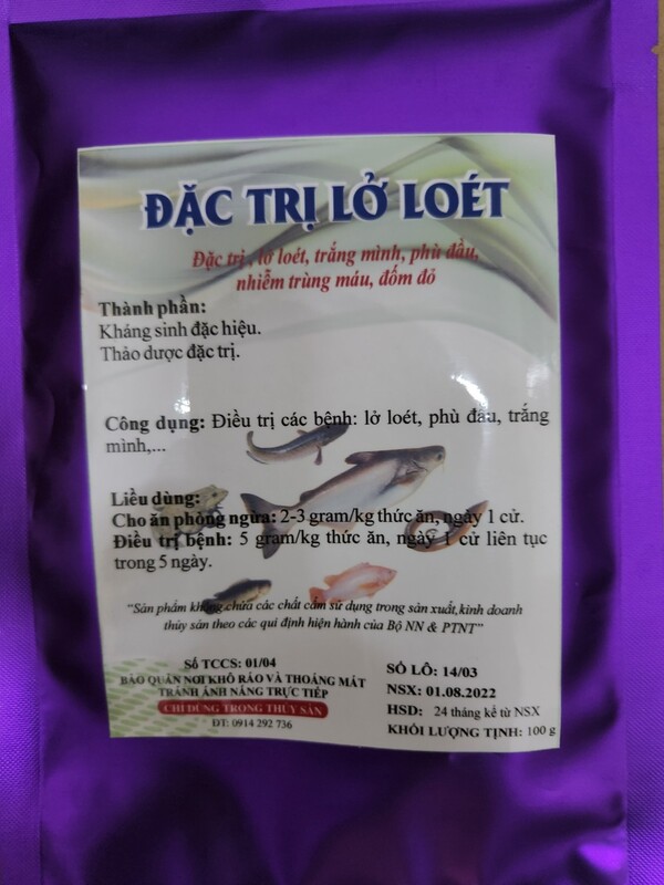 Đặc trị lở loét cho lươn, cá, ếch,...