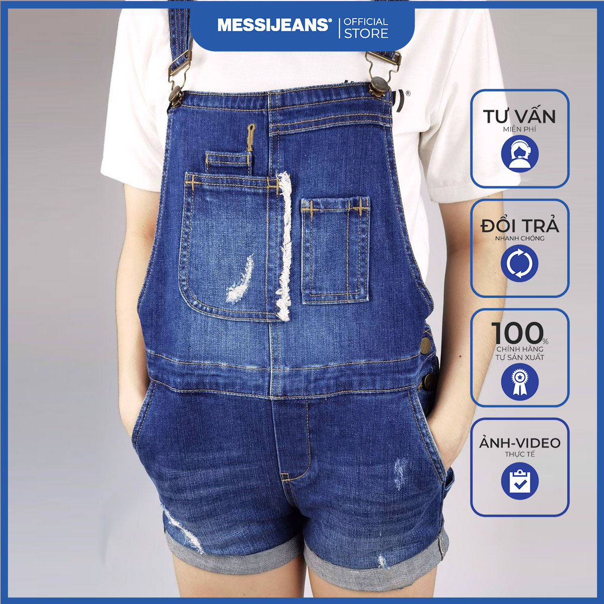 Quần short yếm jean nữ messi sjw-304-16